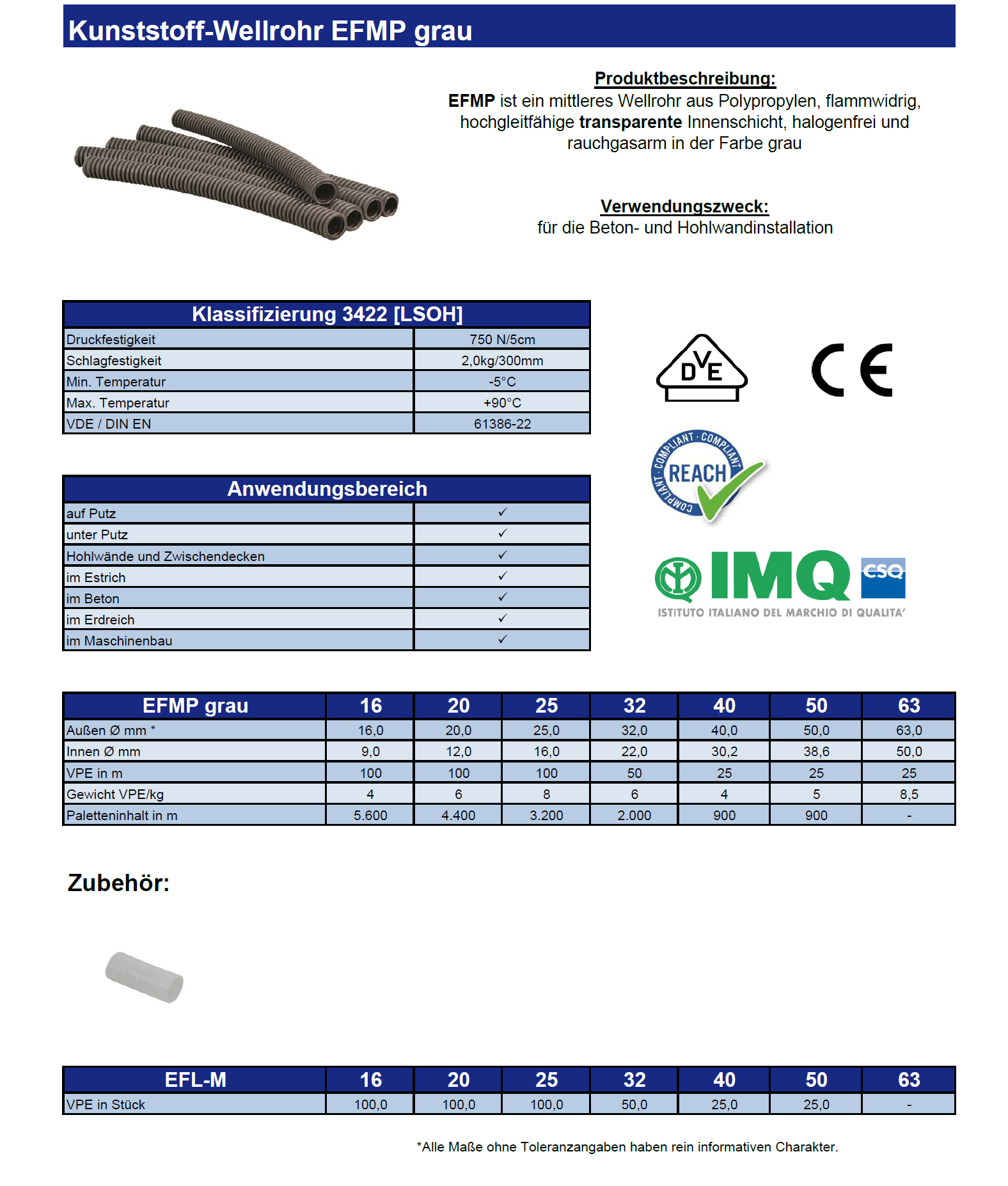 Datenblatt Kunststoff-Wellrohr EFMP grau