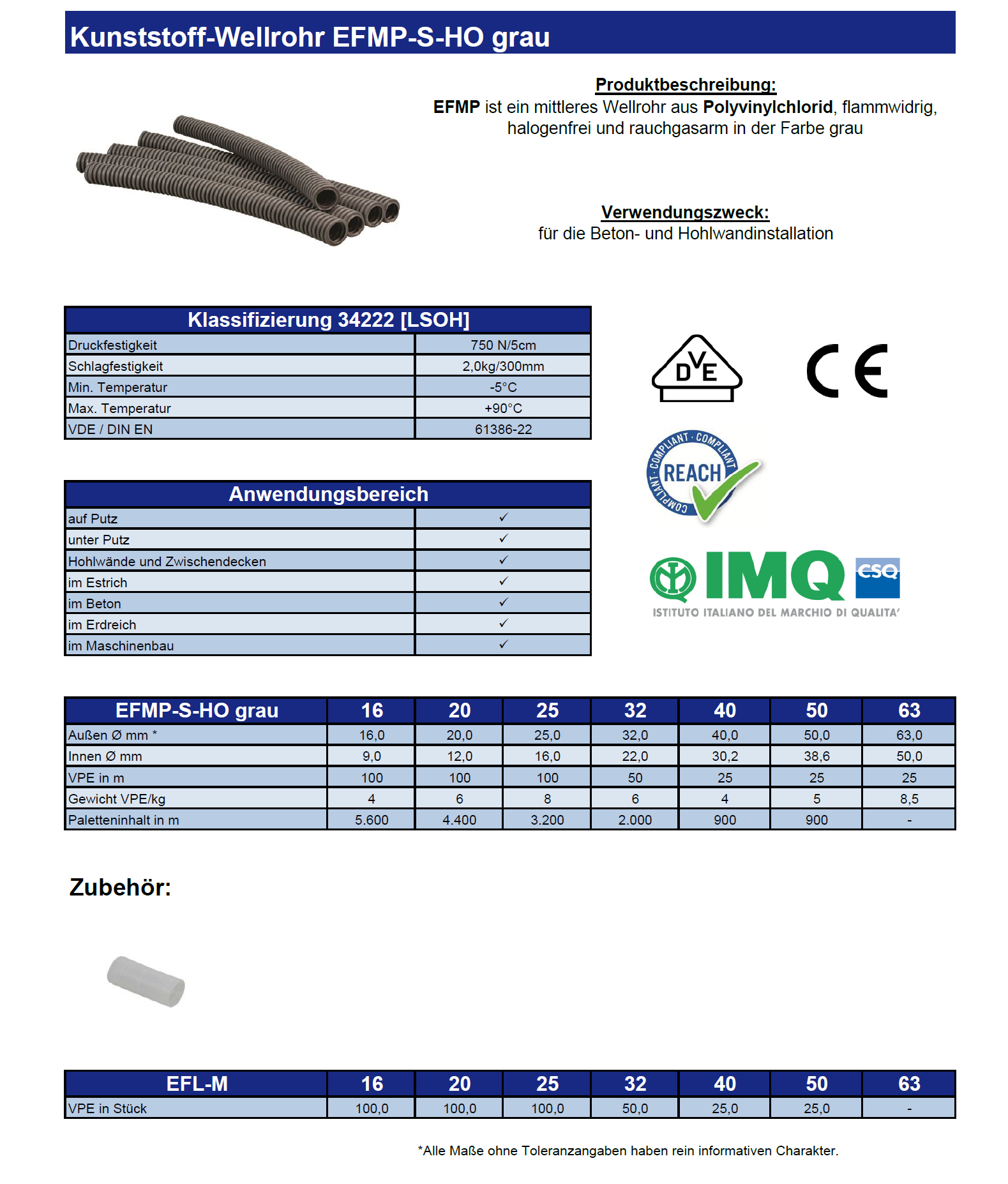 Datenblatt Kunststoff-Wellrohr EFMP-S-HO grau