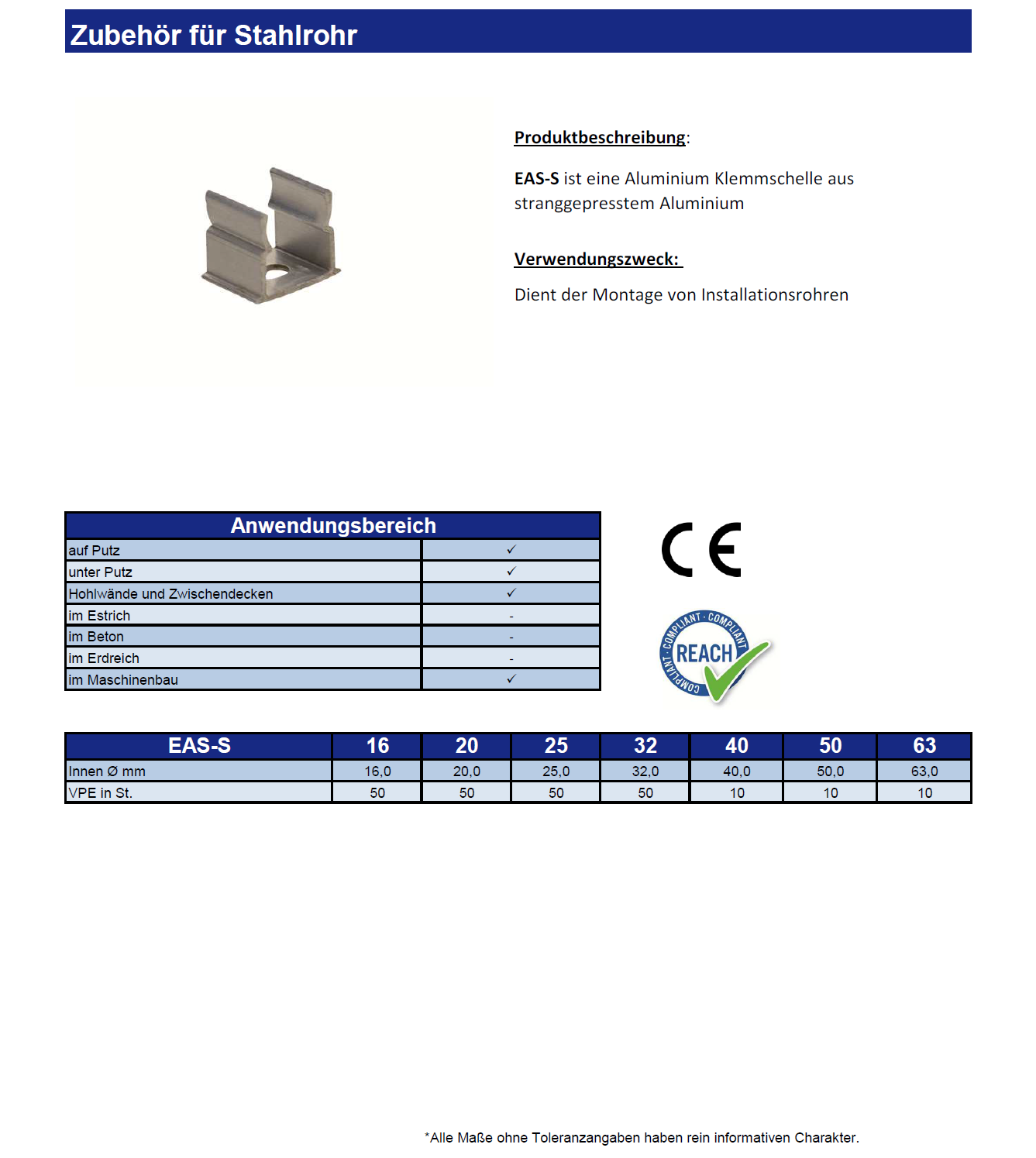 Datenblatt Zubehör für Stahlrohr EAS-S